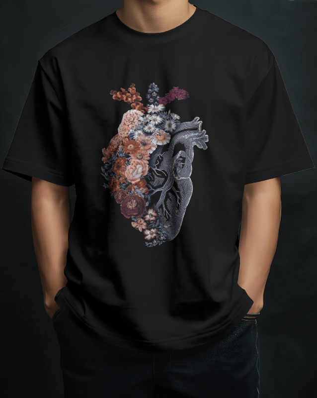 HEART REGULAR BLACK TEE