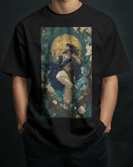 KRISHNA THEME REGULAR BLACK TEE