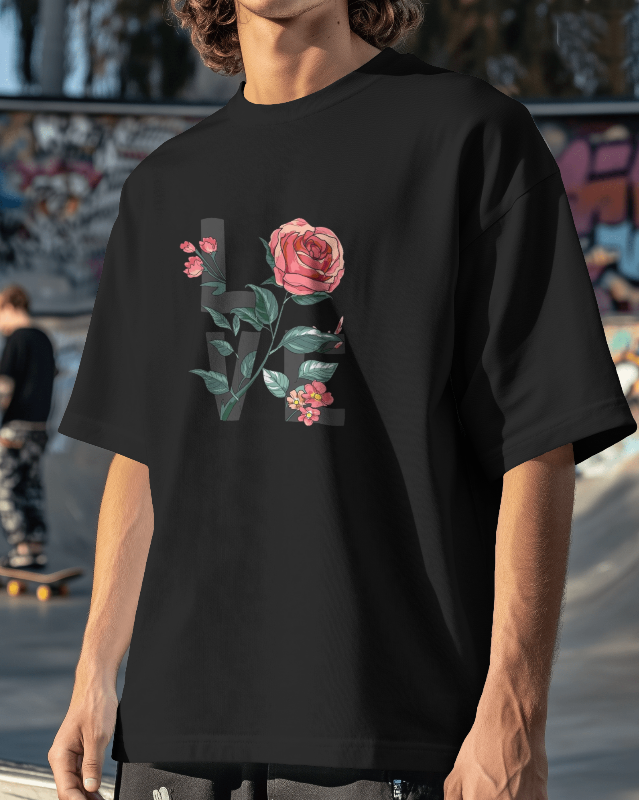 ROSE LOVE REGULAR BLACK  TEE