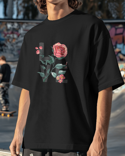 ROSE LOVE REGULAR BLACK  TEE