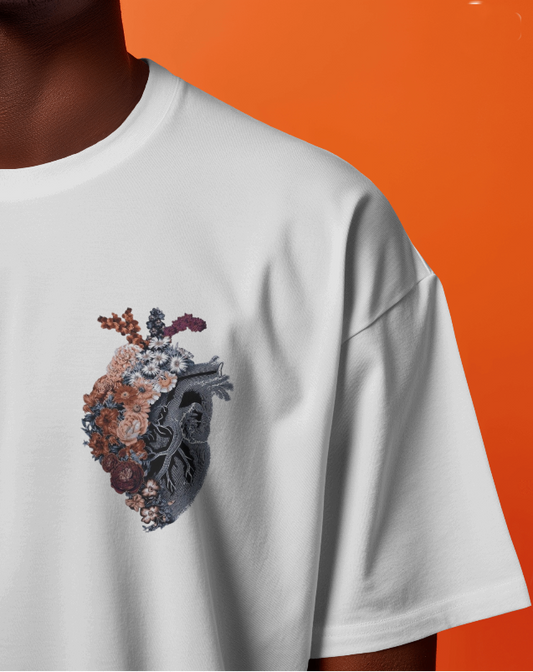 Unisex HEART PKT WHITE SHIRT