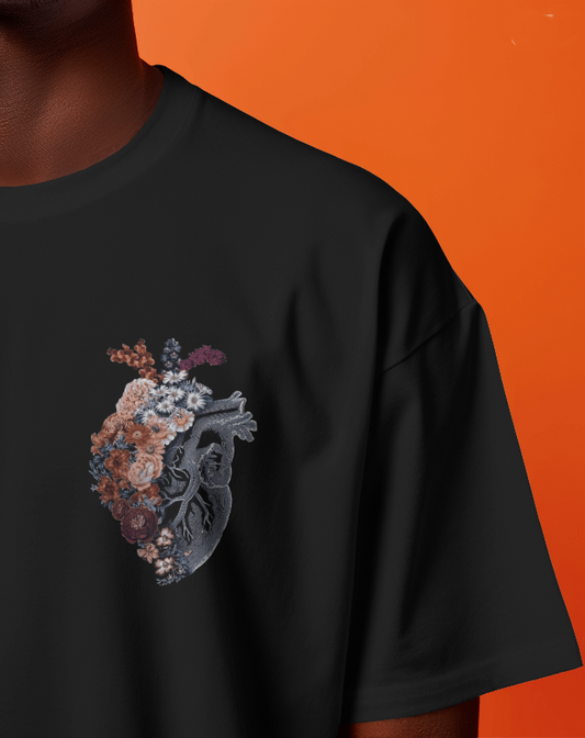 Unisex HEART PKT BLACK SHIRT